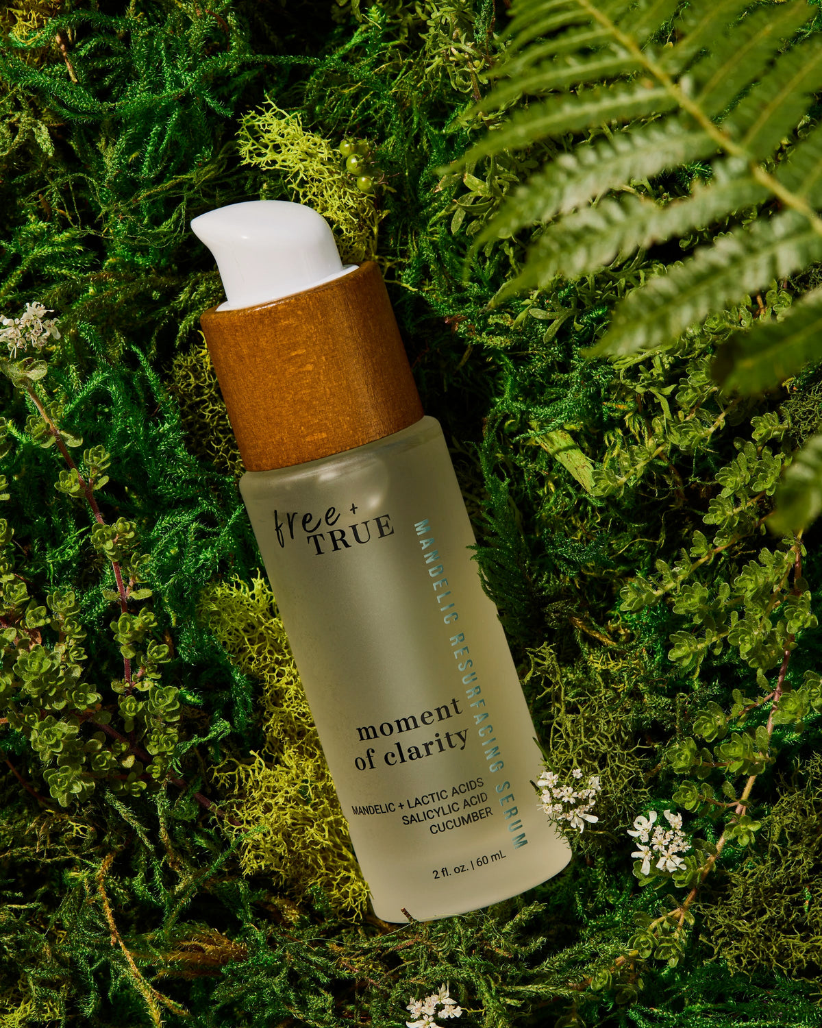 Moment of Clarity Mandelic Resurfacing Serum on moss