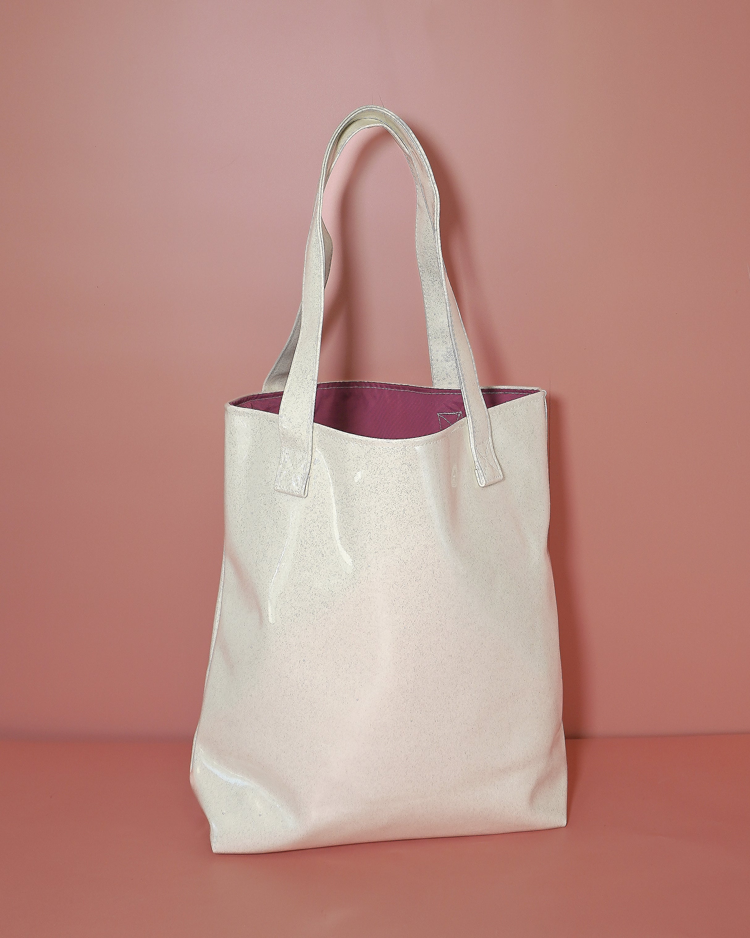 White Sparkle Vinyl Tote Bag
