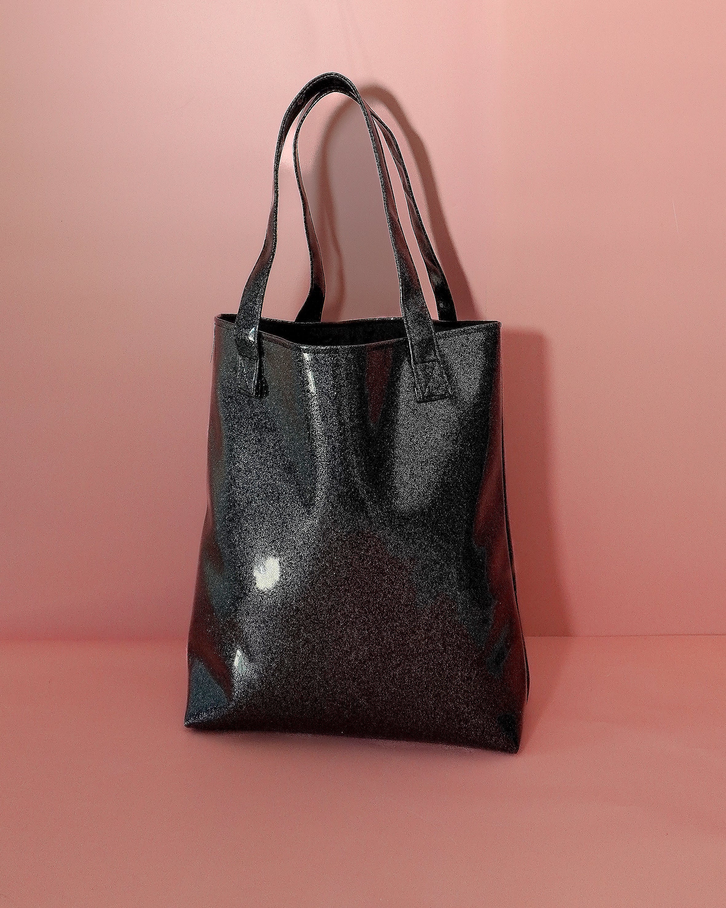Black Sparkle Vinyl Tote Bag
