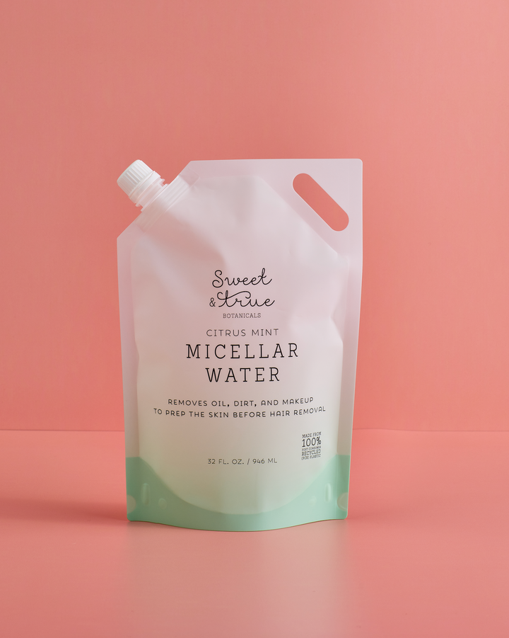 Micellar Water - Pre + Post Hair Removal Cleanser - Lemon Balm & Spearmint (32oz.)