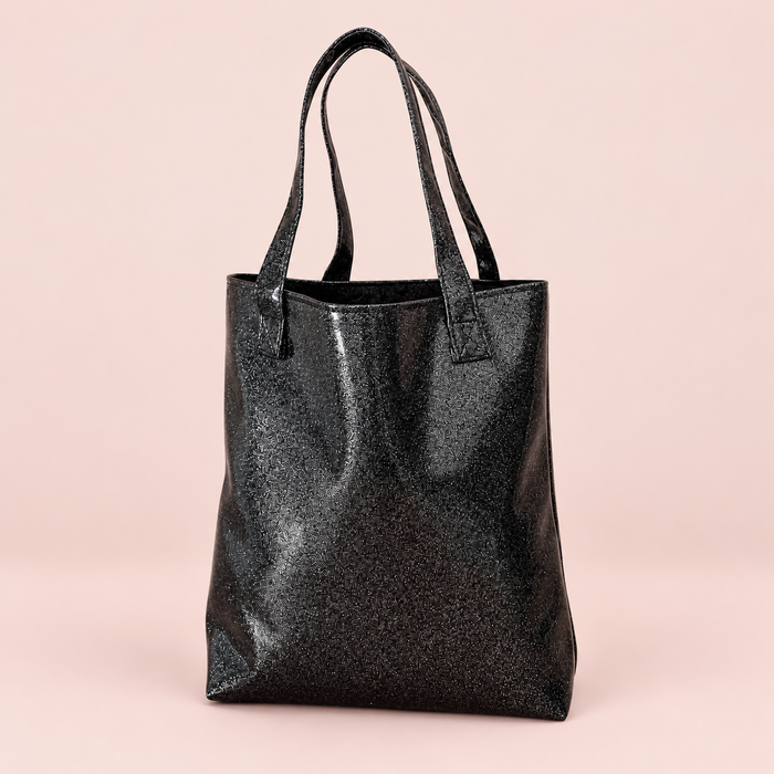 Black Sparkle Vinyl Tote Bag